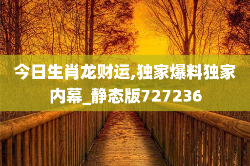 今日生肖龙财运,独家爆料独家内幕_静态版727236