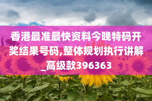 香港最准最快资料今晚特码开奖结果号码,整体规划执行讲解_高级款396363