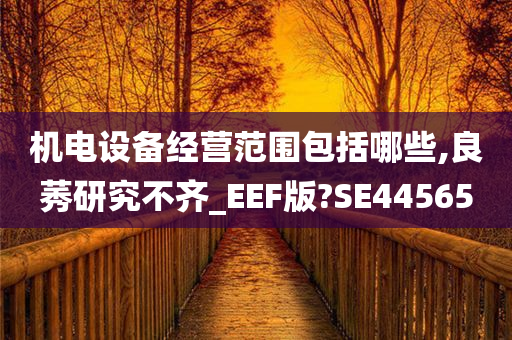 机电设备经营范围包括哪些,良莠研究不齐_EEF版?SE44565