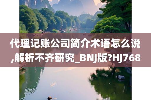 代理记账公司简介术语怎么说,解析不齐研究_BNJ版?HJ768