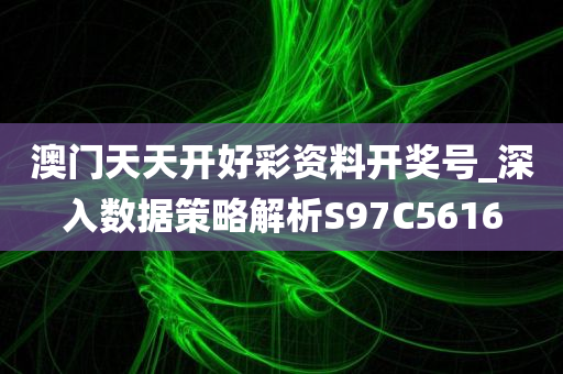 澳门天天开好彩资料开奖号_深入数据策略解析S97C5616