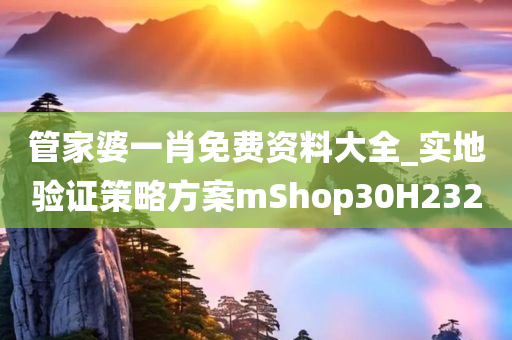 管家婆一肖免费资料大全_实地验证策略方案mShop30H2320