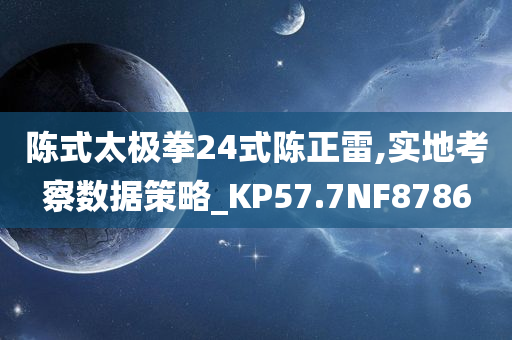 陈式太极拳24式陈正雷,实地考察数据策略_KP57.7NF8786