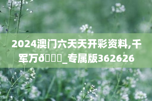 2024澳门六天天开彩资料,千军万??_专属版362626