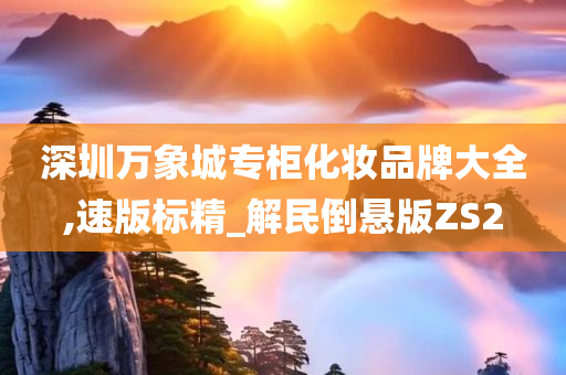 深圳万象城专柜化妆品牌大全,速版标精_解民倒悬版ZS2