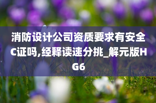 消防设计公司资质要求有安全C证吗,经释读速分挑_解元版HG6