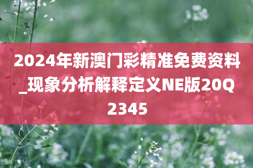 2024年新澳门彩精准免费资料_现象分析解释定义NE版20Q2345