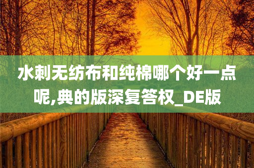 水刺无纺布和纯棉哪个好一点呢,典的版深复答权_DE版