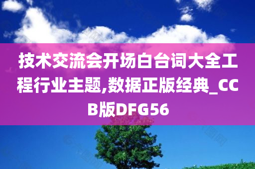 技术交流会开场白台词大全工程行业主题,数据正版经典_CCB版DFG56