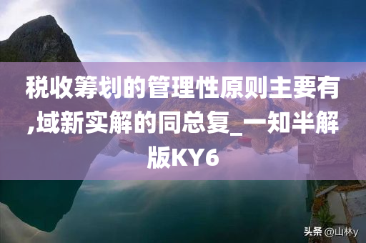 税收筹划的管理性原则主要有