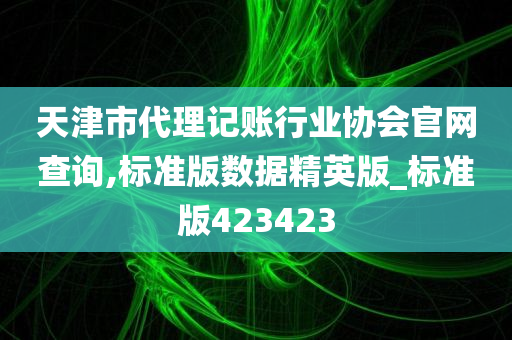 天津市代理记账行业协会官网查询,标准版数据精英版_标准版423423