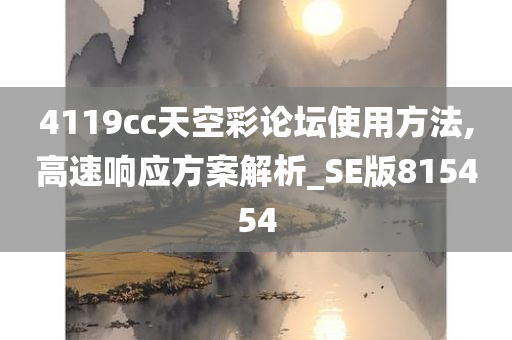 4119cc天空彩论坛使用方法,高速响应方案解析_SE版815454