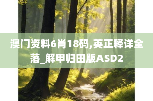 澳门资料6肖18码,英正释详全落_解甲归田版ASD2