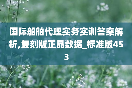 国际船舶代理实务实训答案解析,复刻版正品数据_标准版453