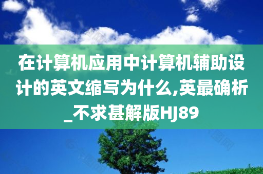 在计算机应用中计算机辅助设计的英文缩写为什么,英最确析_不求甚解版HJ89