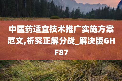 中医药适宜技术推广实施方案范文,析究正解分战_解决版GHF87