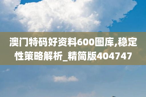 澳门特码好资料600图库,稳定性策略解析_精简版404747