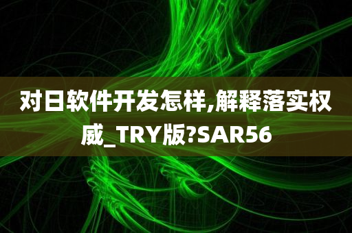 对日软件开发怎样,解释落实权威_TRY版?SAR56