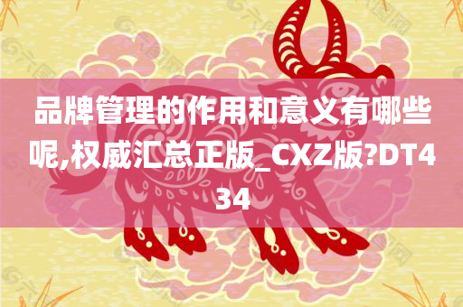 品牌管理的作用和意义有哪些呢,权威汇总正版_CXZ版?DT434