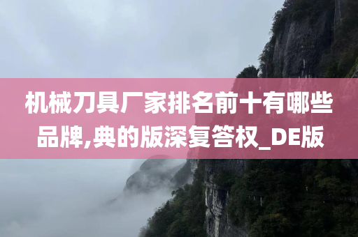 机械刀具厂家排名前十有哪些品牌,典的版深复答权_DE版