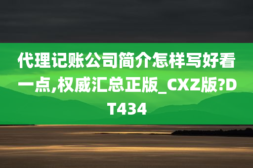 代理记账公司简介怎样写好看一点,权威汇总正版_CXZ版?DT434