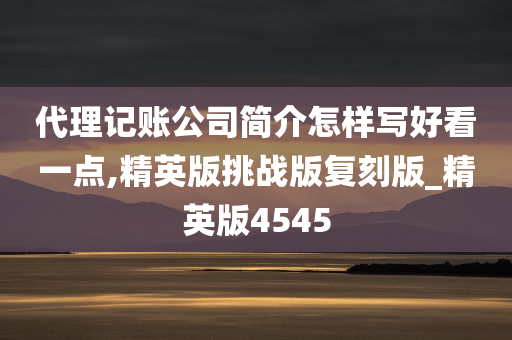 代理记账公司简介怎样写好看一点