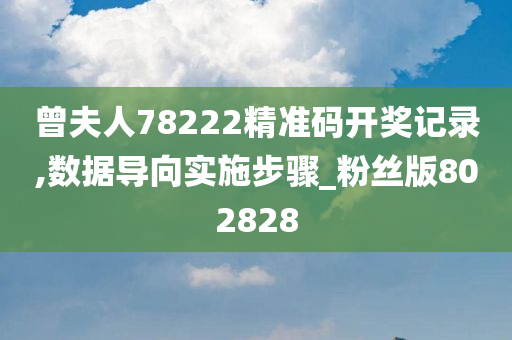 曾夫人78222精准码开奖记录,数据导向实施步骤_粉丝版802828