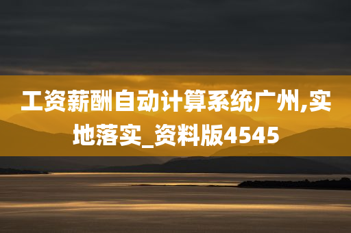 工资薪酬自动计算系统广州,实地落实_资料版4545