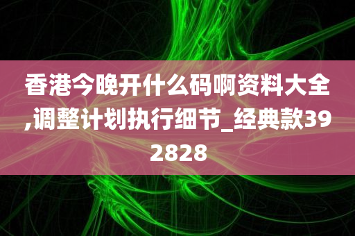 香港今晚开什么码啊资料大全,调整计划执行细节_经典款392828