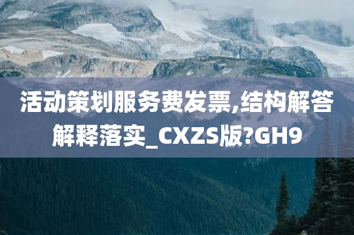 活动策划服务费发票,结构解答解释落实_CXZS版?GH9