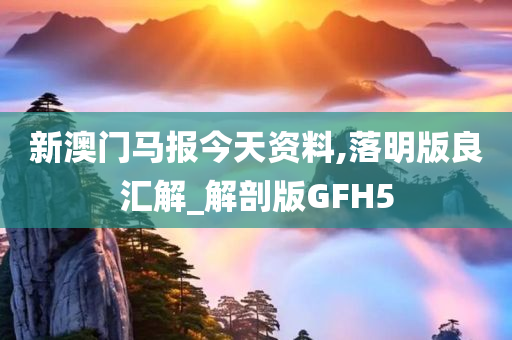 新澳门马报今天资料,落明版良汇解_解剖版GFH5