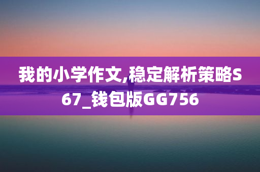 我的小学作文,稳定解析策略S67_钱包版GG756