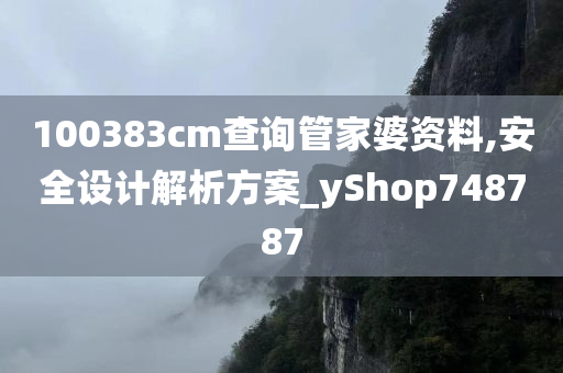 100383cm查询管家婆资料,安全设计解析方案_yShop748787