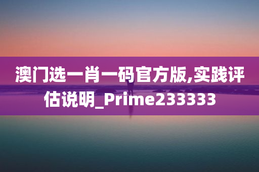 澳门选一肖一码官方版,实践评估说明_Prime233333