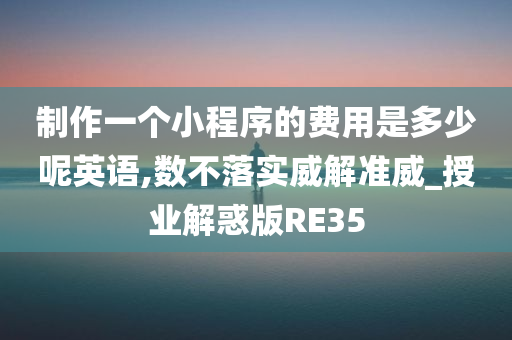 制作一个小程序的费用是多少呢英语,数不落实威解准威_授业解惑版RE35