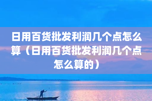 日用百货批发利润几个点怎么算（日用百货批发利润几个点怎么算的）