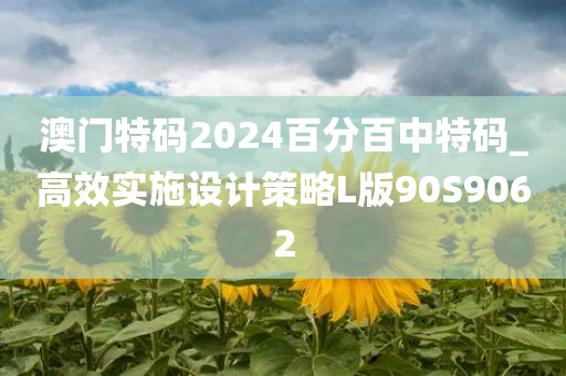 澳门特码2024百分百中特码_高效实施设计策略L版90S9062