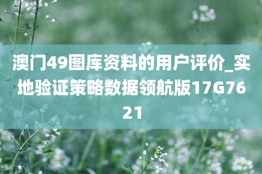 澳门49图库资料的用户评价_实地验证策略数据领航版17G7621