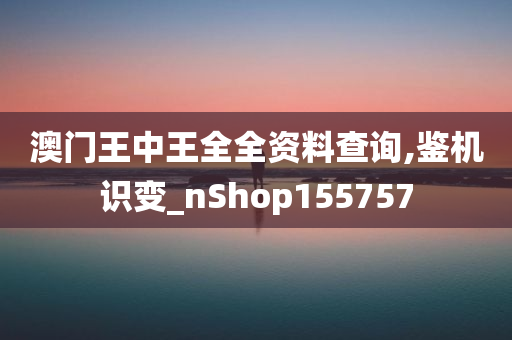 澳门王中王全全资料查询,鉴机识变_nShop155757