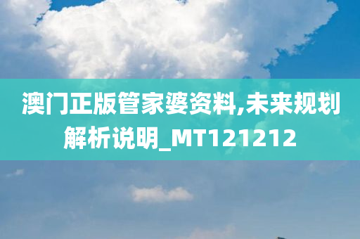 澳门正版管家婆资料,未来规划解析说明_MT121212