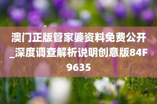 澳门正版管家婆资料免费公开_深度调查解析说明创意版84F9635