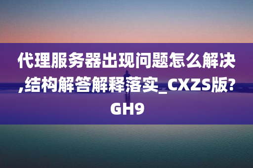 代理服务器出现问题怎么解决,结构解答解释落实_CXZS版?GH9