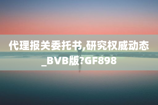 代理报关委托书,研究权威动态_BVB版?GF898