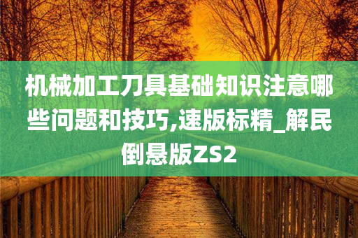 机械加工刀具基础知识注意哪些问题和技巧,速版标精_解民倒悬版ZS2