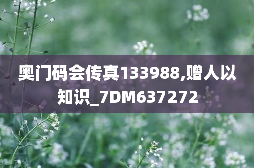 奥门码会传真133988,赠人以知识_7DM637272