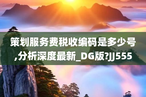 策划服务费税收编码是多少号,分析深度最新_DG版?JJ555