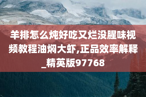 羊排怎么炖好吃又烂没腥味视频教程油焖大虾,正品效率解释_精英版97768