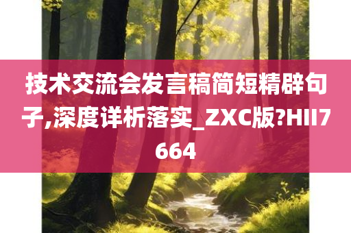 技术交流会发言稿简短精辟句子,深度详析落实_ZXC版?HII7664