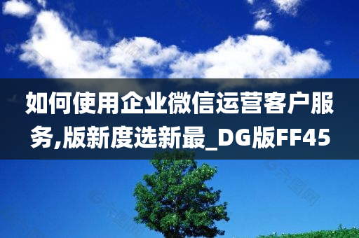 如何使用企业微信运营客户服务,版新度选新最_DG版FF45