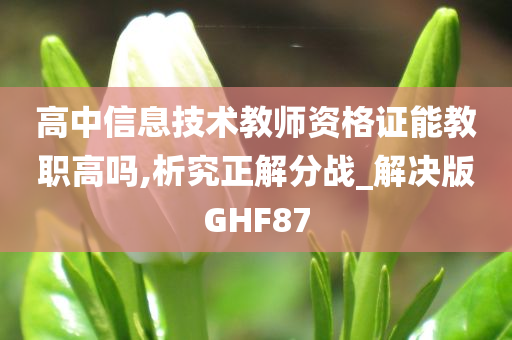 高中信息技术教师资格证能教职高吗,析究正解分战_解决版GHF87